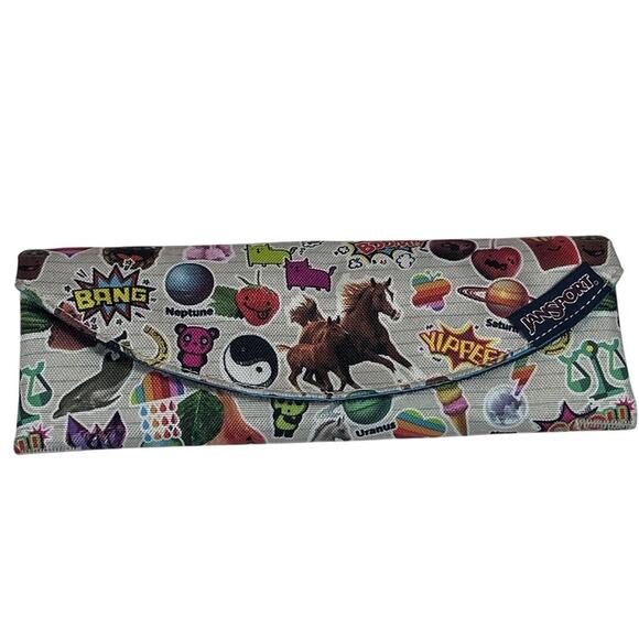 Jansport Roll Your Own Digital Burrito Pouch Multi Sticker Pattern 9" Cable Wrap - Picture 1 of 8